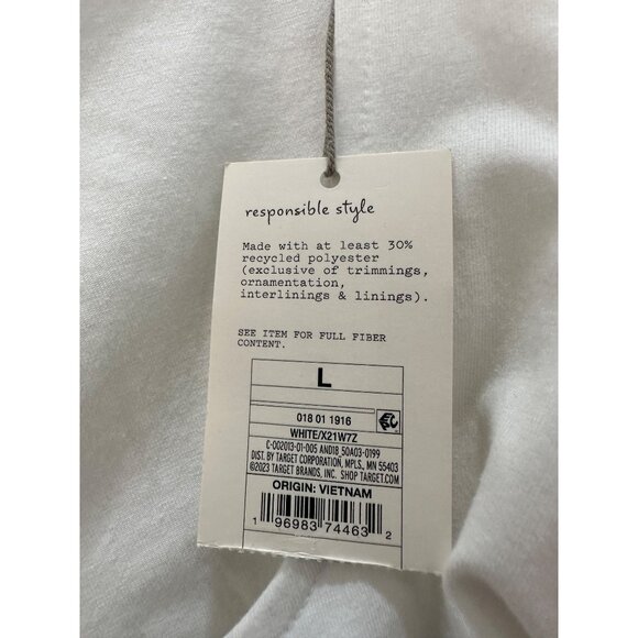 ⭐Womens Crop Top blouse Double Flutter Short Sleeve L Slim Fit White Cotton New - Picture 8 of 8